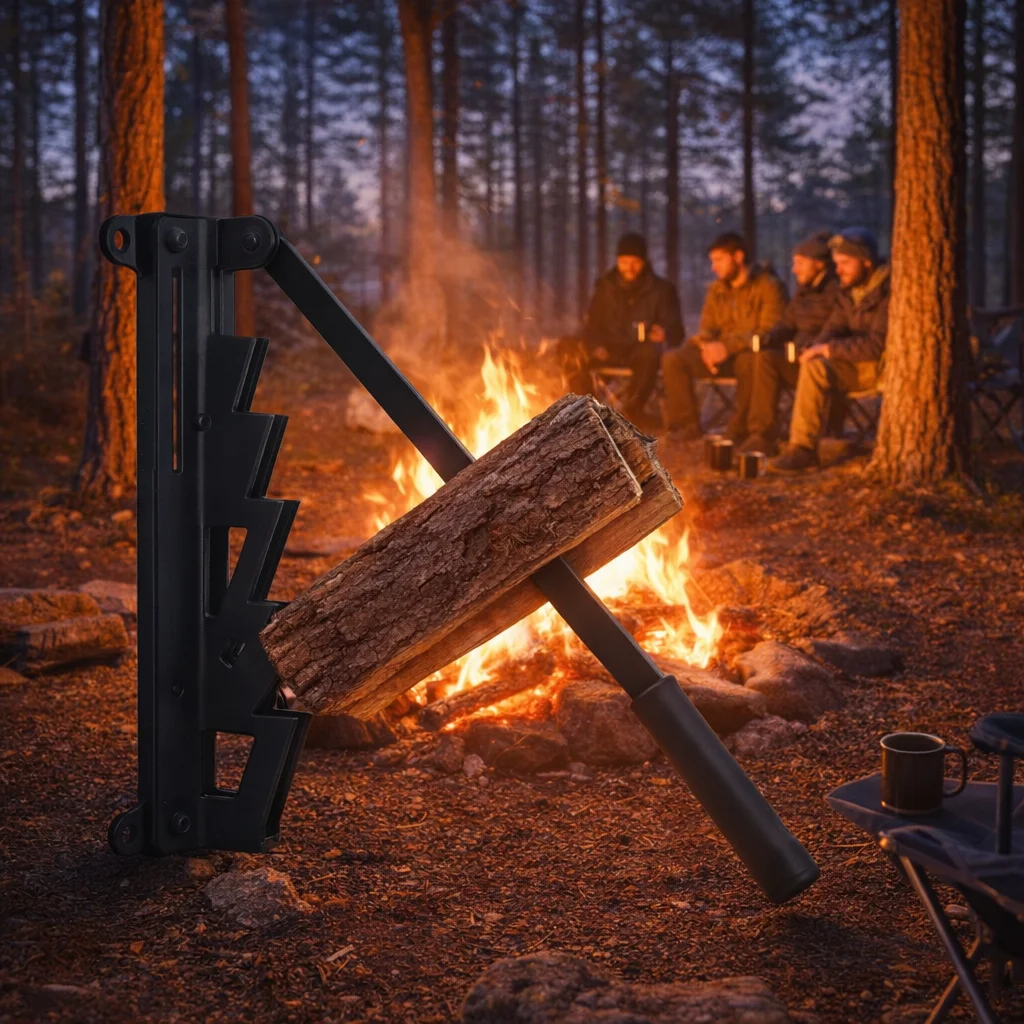 Vedkraft tändvedsklyv anvands vid lagereld pa camping - bäst i test for friluftsliv